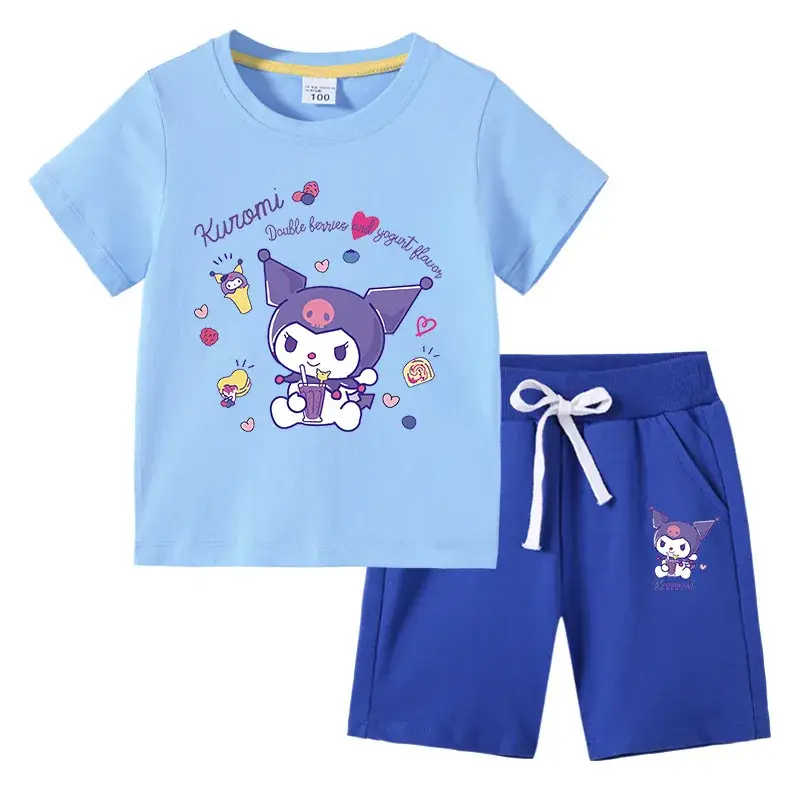 2023 Kids Cotton T-Shirt & Pants Set Navy Gray - Image 7