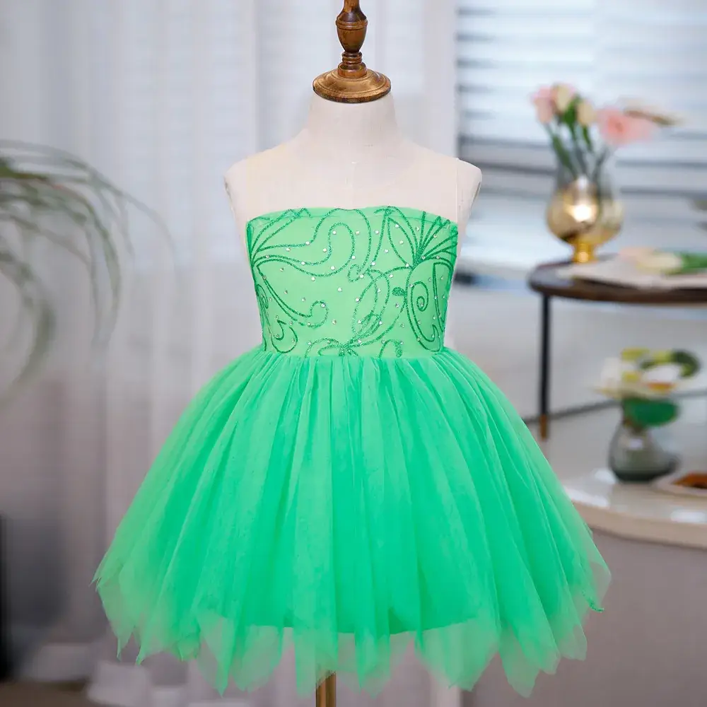 2023 Green Tinker Bell Sleeveless Girls Dress Medium — feature 10