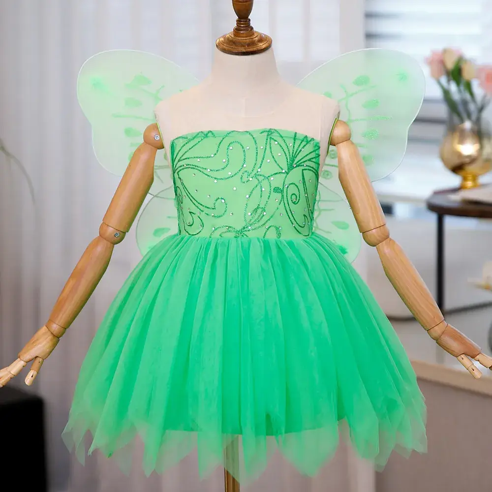 2023 Green Tinker Bell Sleeveless Girls Dress Medium — feature 12