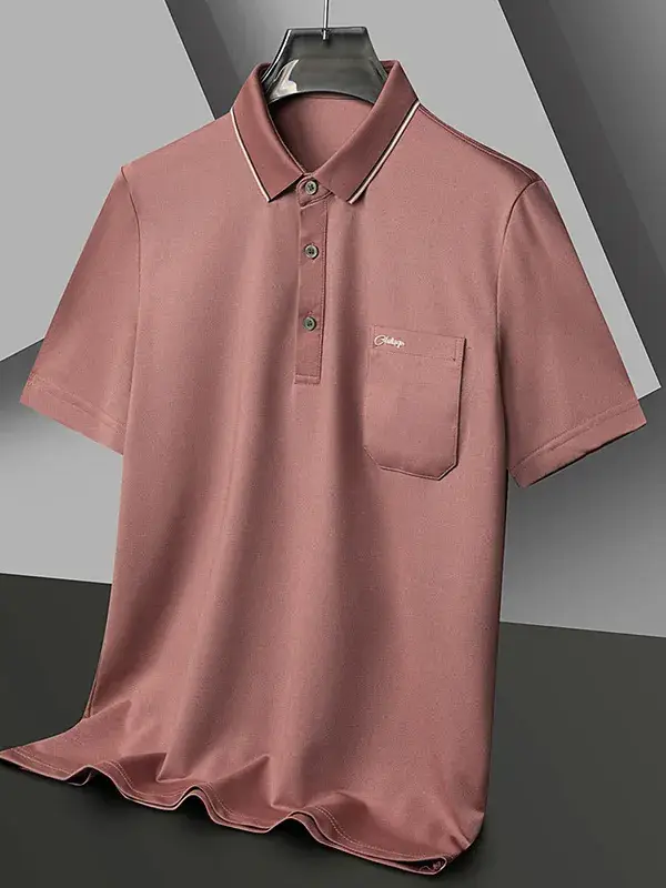 Men Blue Polo Shirt Short Sleeve Casual Wear - Image 8