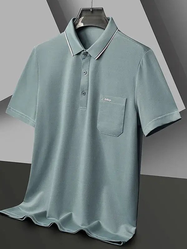 Men Blue Polo Shirt Short Sleeve Casual Wear - Image 9