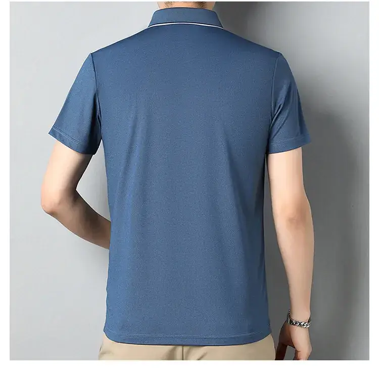 Men Blue Polo Shirt Short Sleeve Casual Wear — feature 12