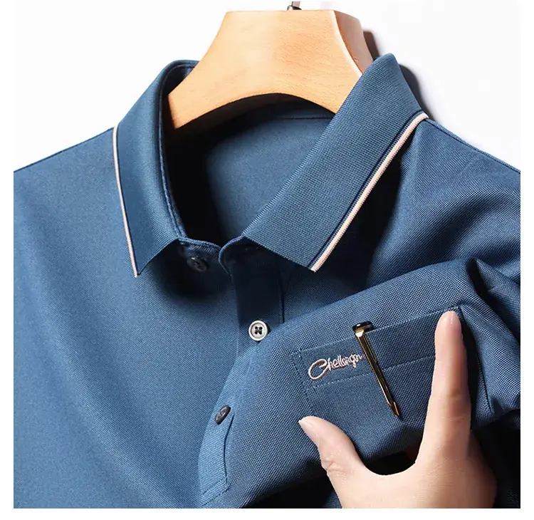 Men Blue Polo Shirt Short Sleeve Casual Wear — feature 14
