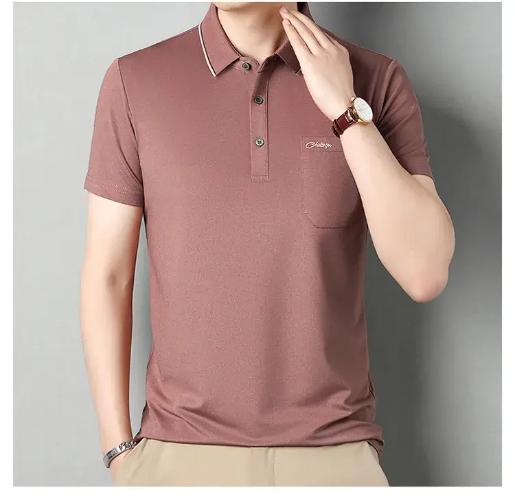 Men Blue Polo Shirt Short Sleeve Casual Wear — feature 17