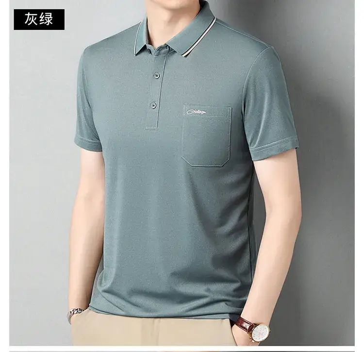 Men Blue Polo Shirt Short Sleeve Casual Wear — feature 21