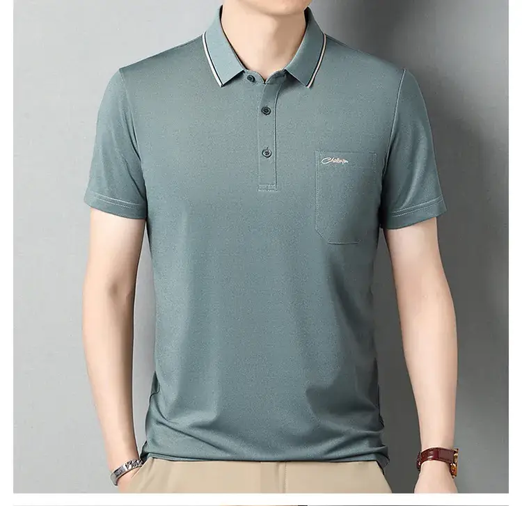 Men Blue Polo Shirt Short Sleeve Casual Wear — feature 22