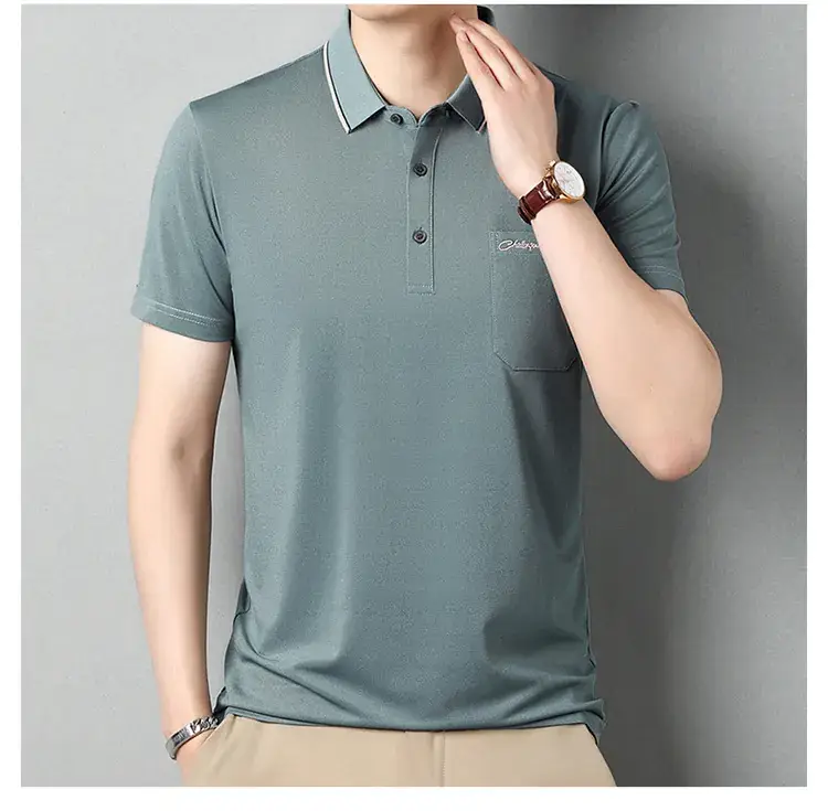 Men Blue Polo Shirt Short Sleeve Casual Wear — feature 23