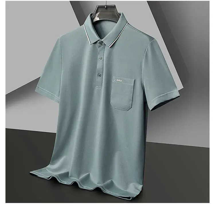 Men Blue Polo Shirt Short Sleeve Casual Wear — feature 25
