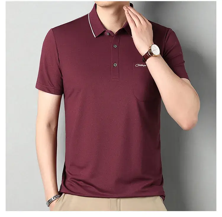 Men Blue Polo Shirt Short Sleeve Casual Wear — feature 29