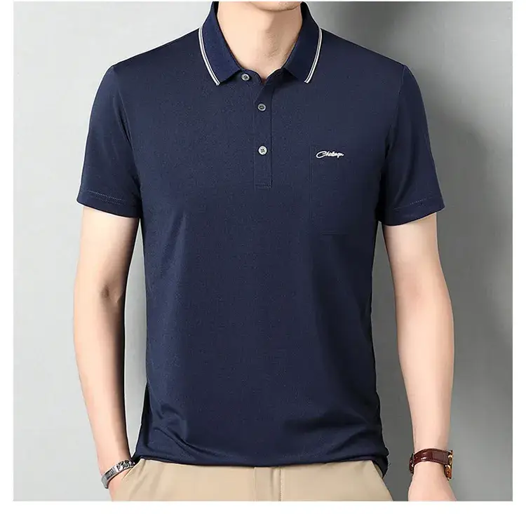 Men Blue Polo Shirt Short Sleeve Casual Wear — feature 34