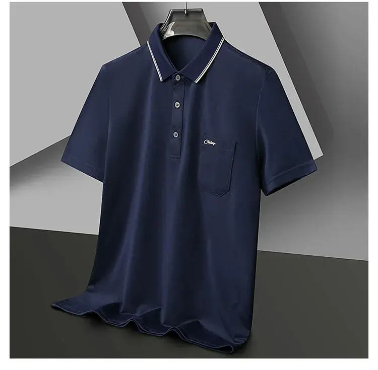 Men Blue Polo Shirt Short Sleeve Casual Wear — feature 37