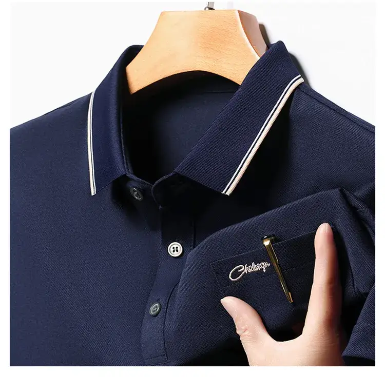 Men Blue Polo Shirt Short Sleeve Casual Wear — feature 38
