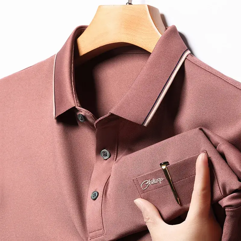 Men Blue Polo Shirt Short Sleeve Casual Wear - Image 2