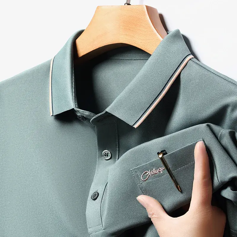 Men Blue Polo Shirt Short Sleeve Casual Wear - Image 3