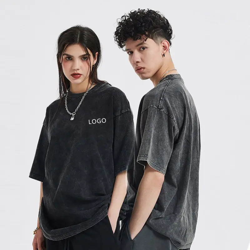 Men Grey Distressed Cotton T-Shirt Off-Shoulder Oversize - Image 9