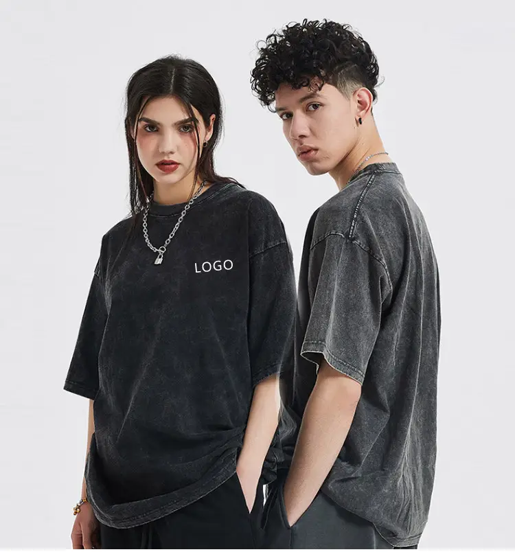 Men Grey Distressed Cotton T-Shirt Off-Shoulder Oversize — feature 1