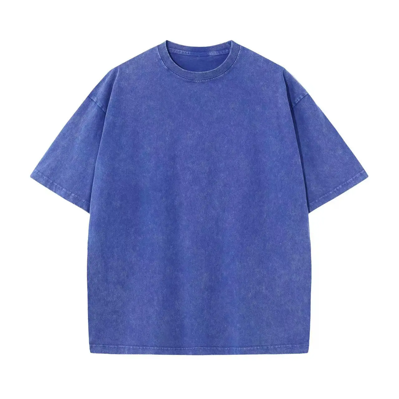 Men Grey Distressed Cotton T-Shirt Off-Shoulder Oversize - Image 5