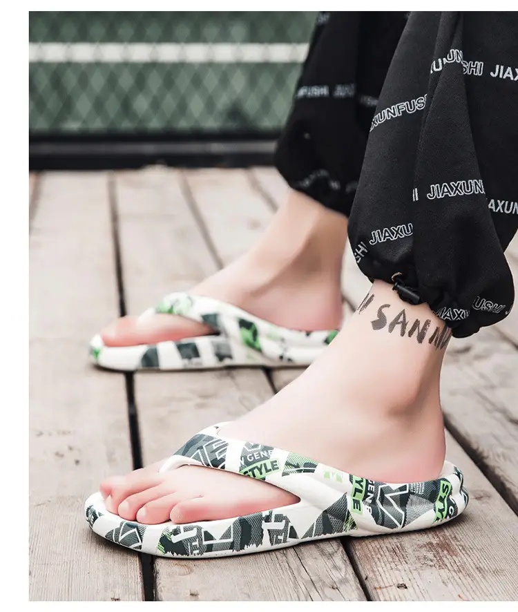 Men's Green Camo Flip Flops Summer Casual Stomp Sandals — feature 11