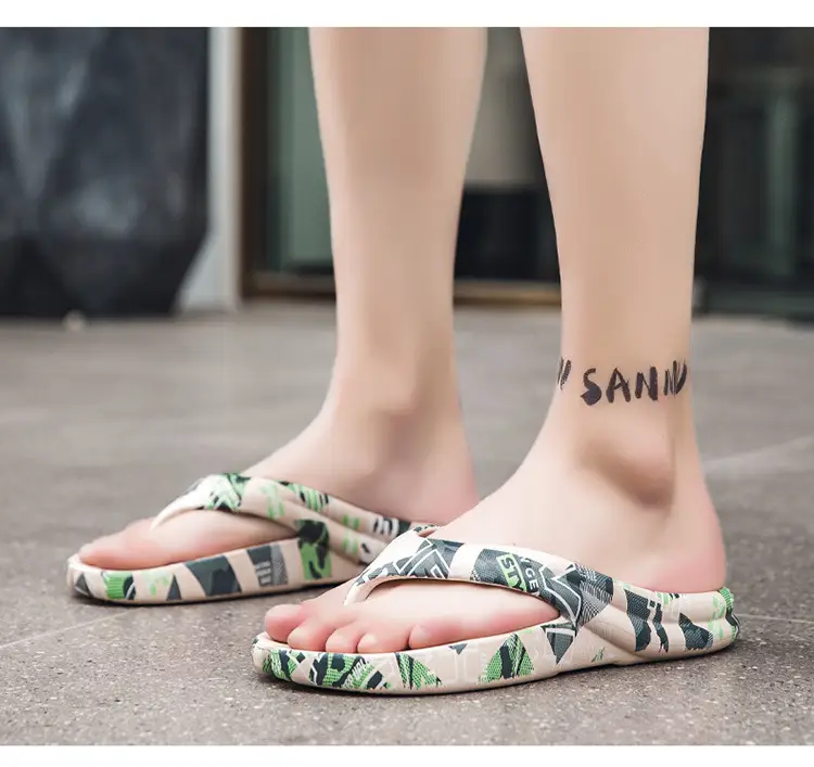 Men's Green Camo Flip Flops Summer Casual Stomp Sandals — feature 14