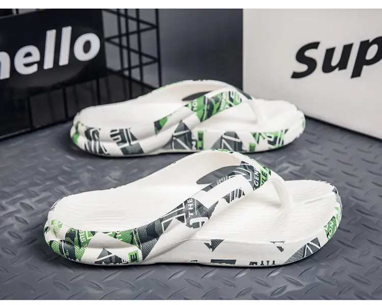 Men's Green Camo Flip Flops Summer Casual Stomp Sandals — feature 19