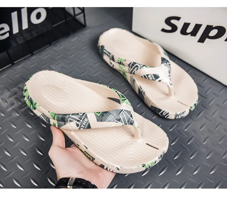 Men's Green Camo Flip Flops Summer Casual Stomp Sandals — feature 20