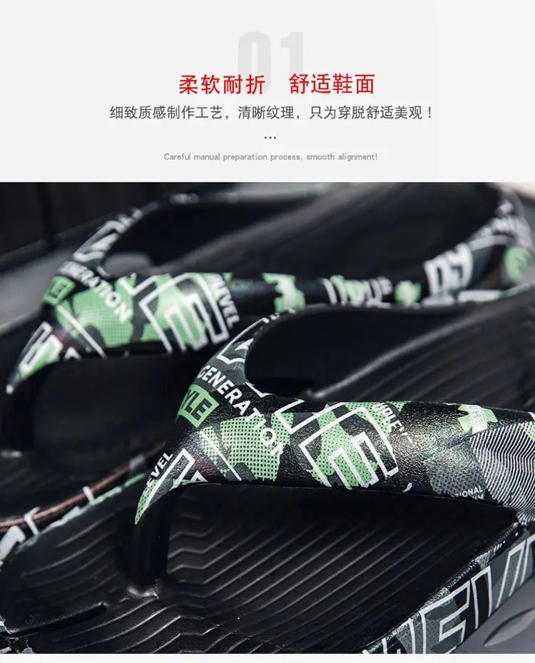 Men's Green Camo Flip Flops Summer Casual Stomp Sandals — feature 3
