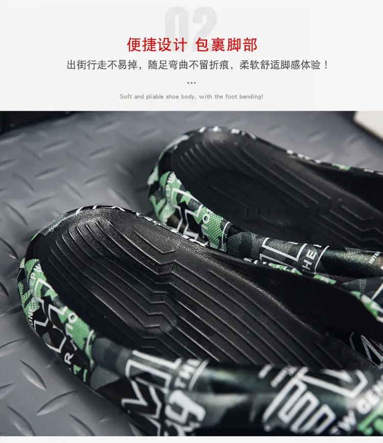 Men's Green Camo Flip Flops Summer Casual Stomp Sandals — feature 4