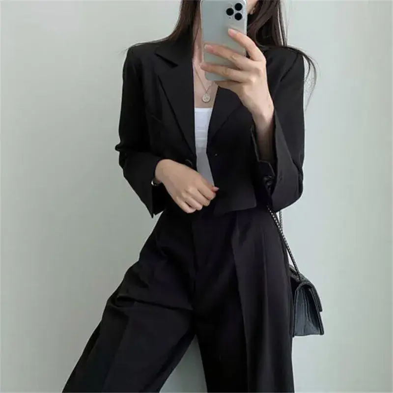 Women Pink Korean Style Suit Jacket 2025 Spring Fall Small