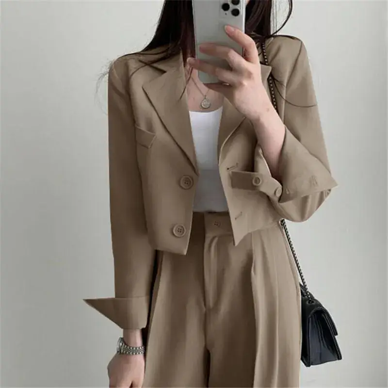 Women Pink Korean Style Suit Jacket 2025 Spring Fall Small