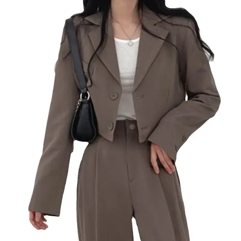 Women Pink Korean Style Suit Jacket 2025 Spring Fall Small