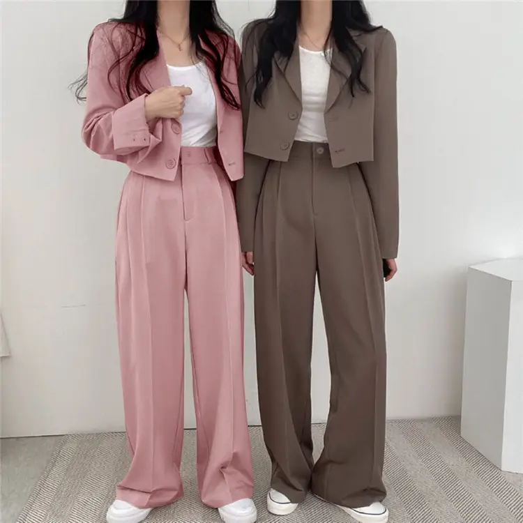 Women Pink Korean Style Suit Jacket 2025 Spring Fall Small — feature 1