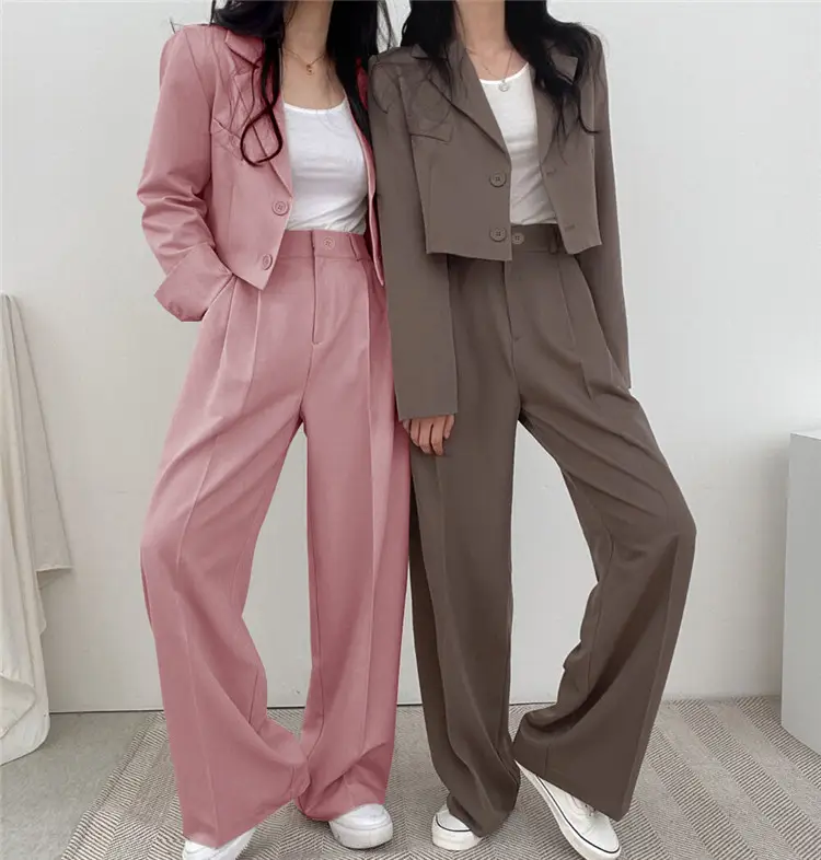 Women Pink Korean Style Suit Jacket 2025 Spring Fall Small — feature 10
