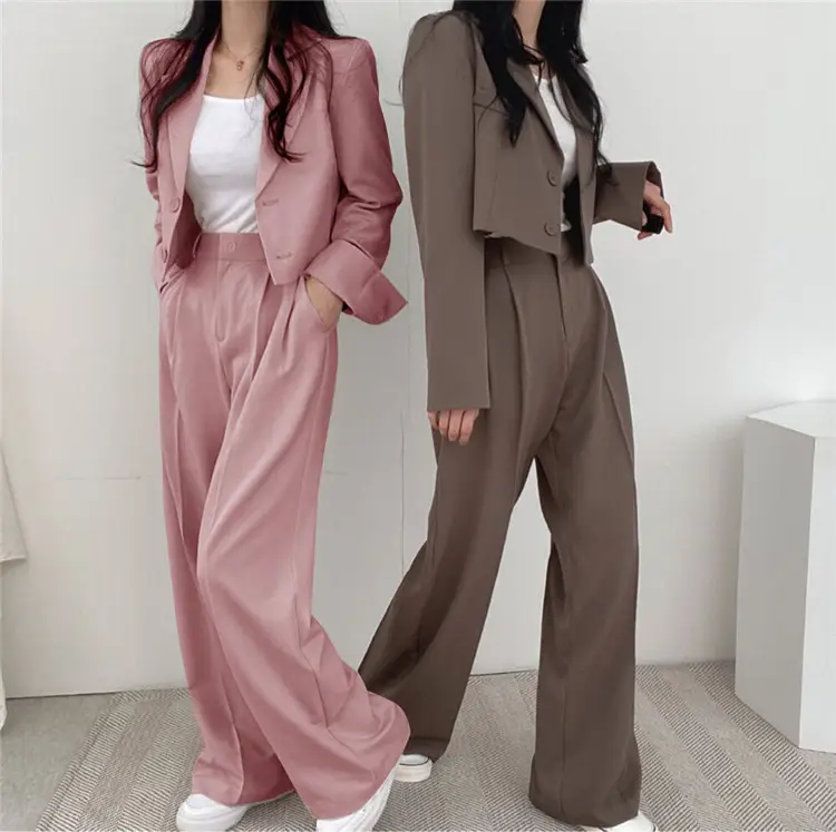 Women Pink Korean Style Suit Jacket 2025 Spring Fall Small — feature 2