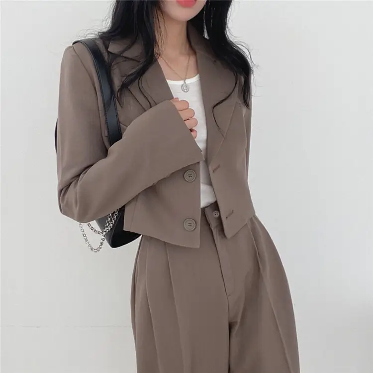 Women Pink Korean Style Suit Jacket 2025 Spring Fall Small — feature 31