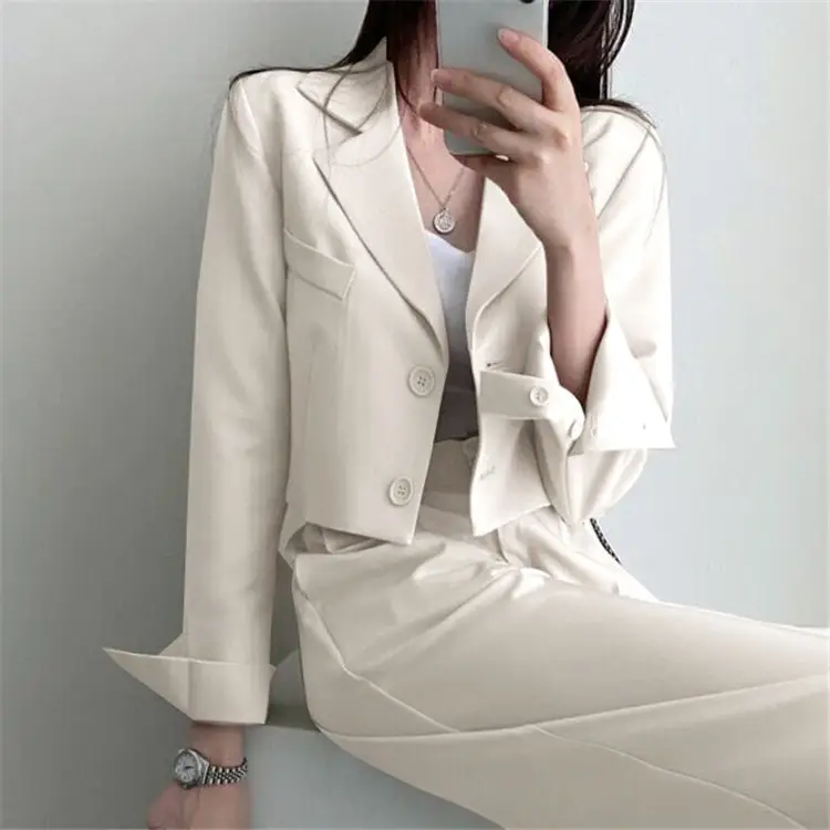 Women Pink Korean Style Suit Jacket 2025 Spring Fall Small — feature 34