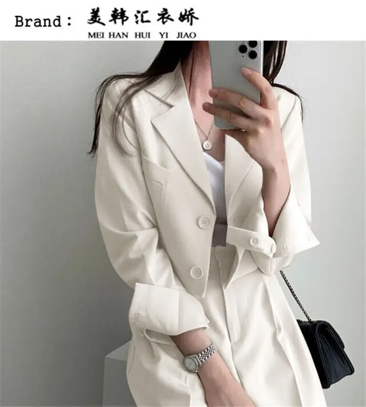Women Pink Korean Style Suit Jacket 2025 Spring Fall Small — feature 35