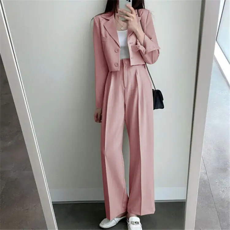 Women Pink Korean Style Suit Jacket 2025 Spring Fall Small — feature 39