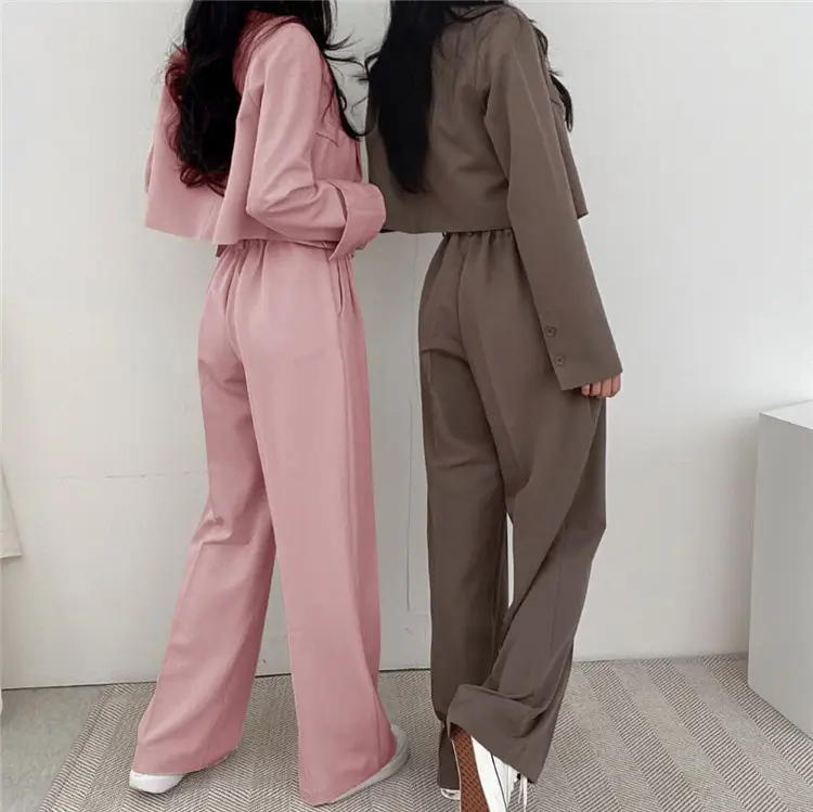 Women Pink Korean Style Suit Jacket 2025 Spring Fall Small — feature 4