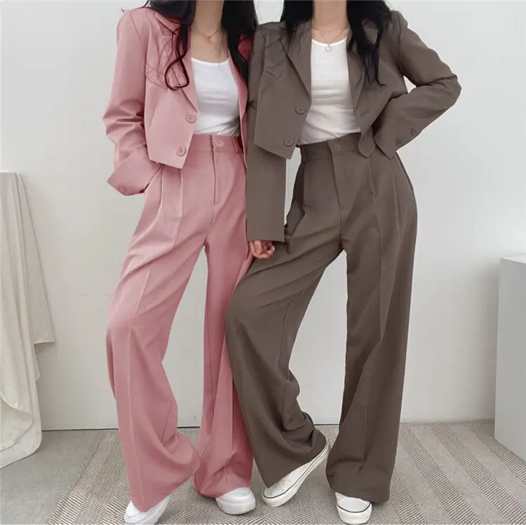 Women Pink Korean Style Suit Jacket 2025 Spring Fall Small — feature 5