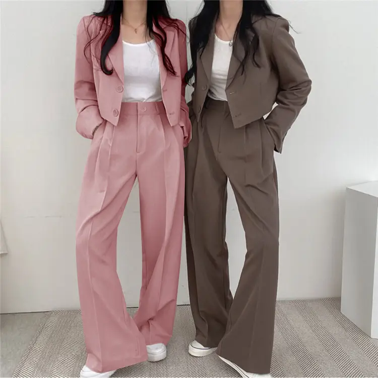 Women Pink Korean Style Suit Jacket 2025 Spring Fall Small — feature 8