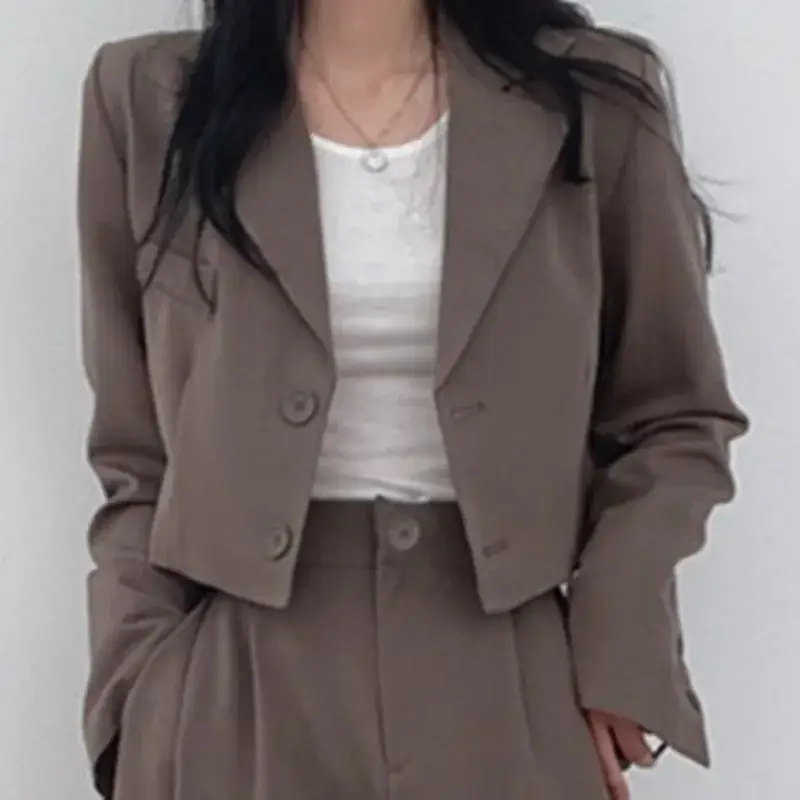 Women Pink Korean Style Suit Jacket 2025 Spring Fall Small