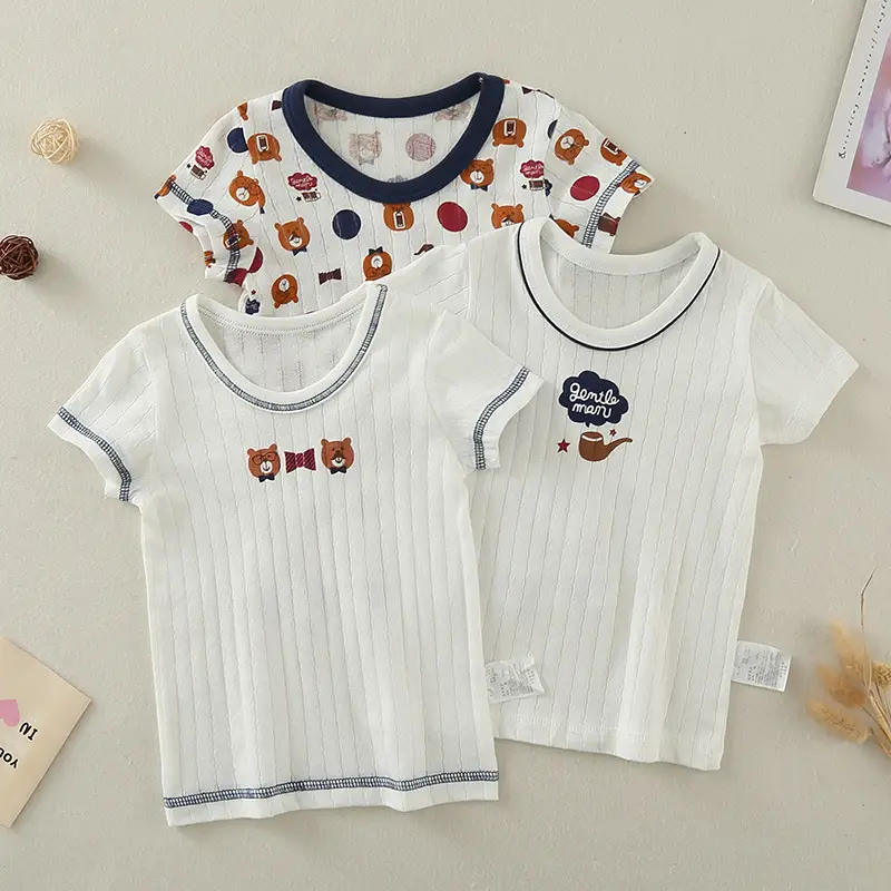 Boys Cotton Bear Print Summer T-Shirt