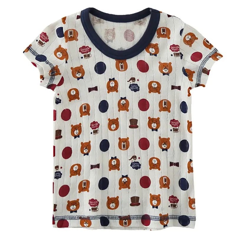 Boys Cotton Bear Print Summer T-Shirt