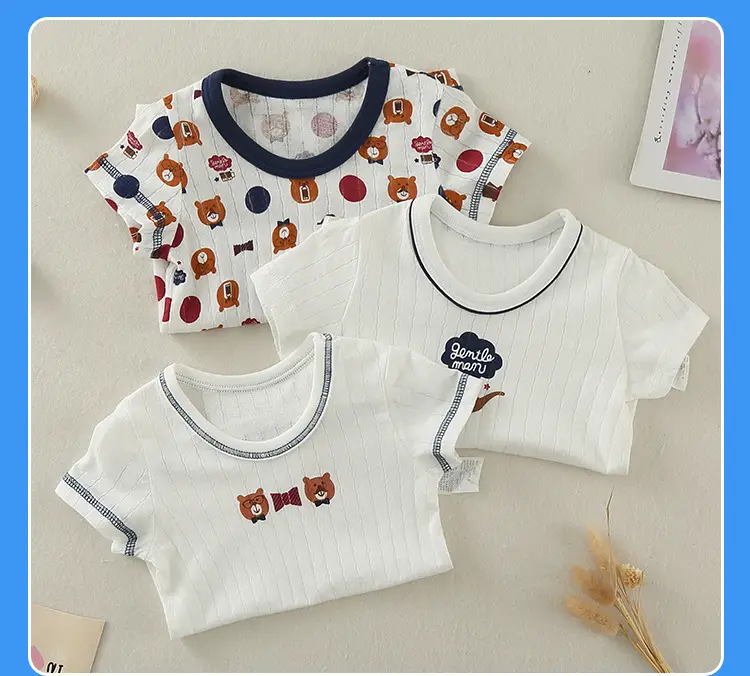 Boys Cotton Bear Print Summer T-Shirt — feature 13