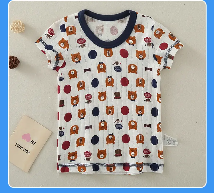 Boys Cotton Bear Print Summer T-Shirt — feature 21