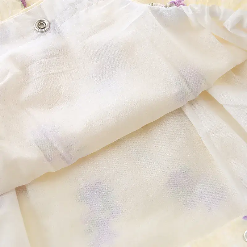 2025 Baby Girls Summer Ha-Layer Clothes Cream Purple Floral - Image 5