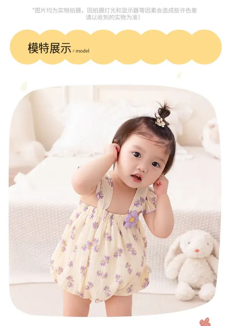 2025 Baby Girls Summer Ha-Layer Clothes Cream Purple Floral — feature 8