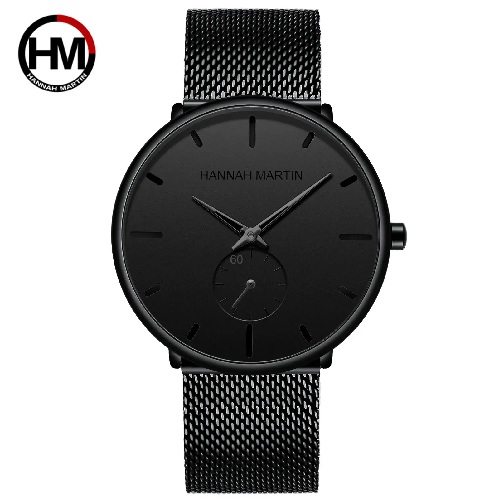 Men's Black Steel Mesh Watch with Second Needle - Image 4