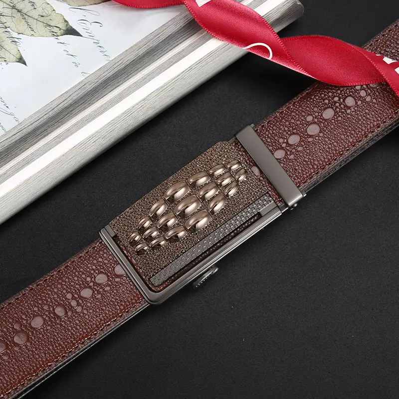 Men's Croc Belt Brown Black Silver Buckle Wholesale - Image 5