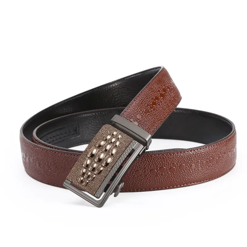 Men's Croc Belt Brown Black Silver Buckle Wholesale - Image 7
